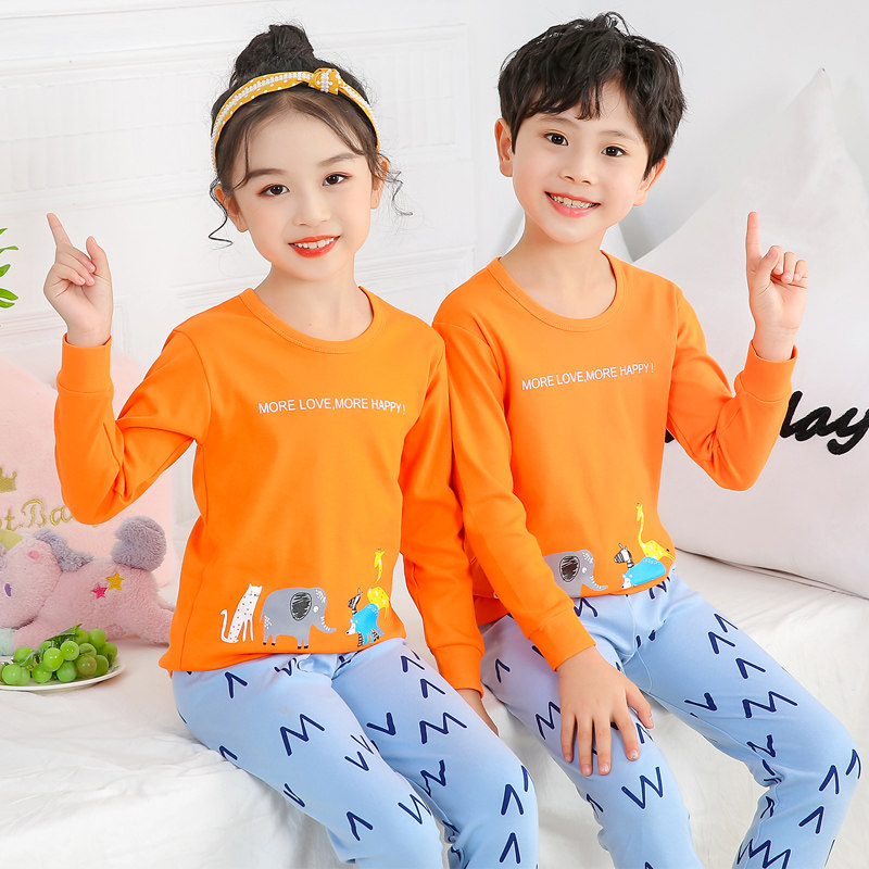 Children's autumn sanitary pants cotton pajamas set boys and girls thin heating bottoming shirt baby underwear