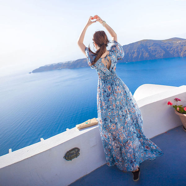 Suchewha 波西米亚碎花雪纺 沙滩裙 连衣裙 天猫优惠券折后￥109.9包邮（￥159.9-50）4色可选