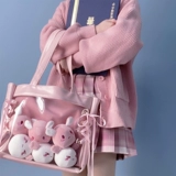 Сладкая и прохладная сумка на плече 2024 Новая универсальная женская сеть красная прозрачная сумка для боли девушка JK Tote Bag с большой студенческой волной