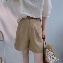 Summer new khaki casual five-point shorts women loose Korean thin high waist wide legs thin hot pants