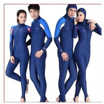 Outdoor mens and womens snorkeling full body one-piece wetsuit long-sleeved zipper couple diving sun protection suit jellyfish swimsuit