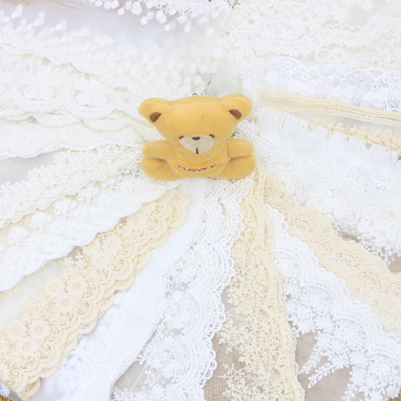Embroidery lace fabric white diy handmade skirt neckline curtain clothes clothing accessories accessories decoration
