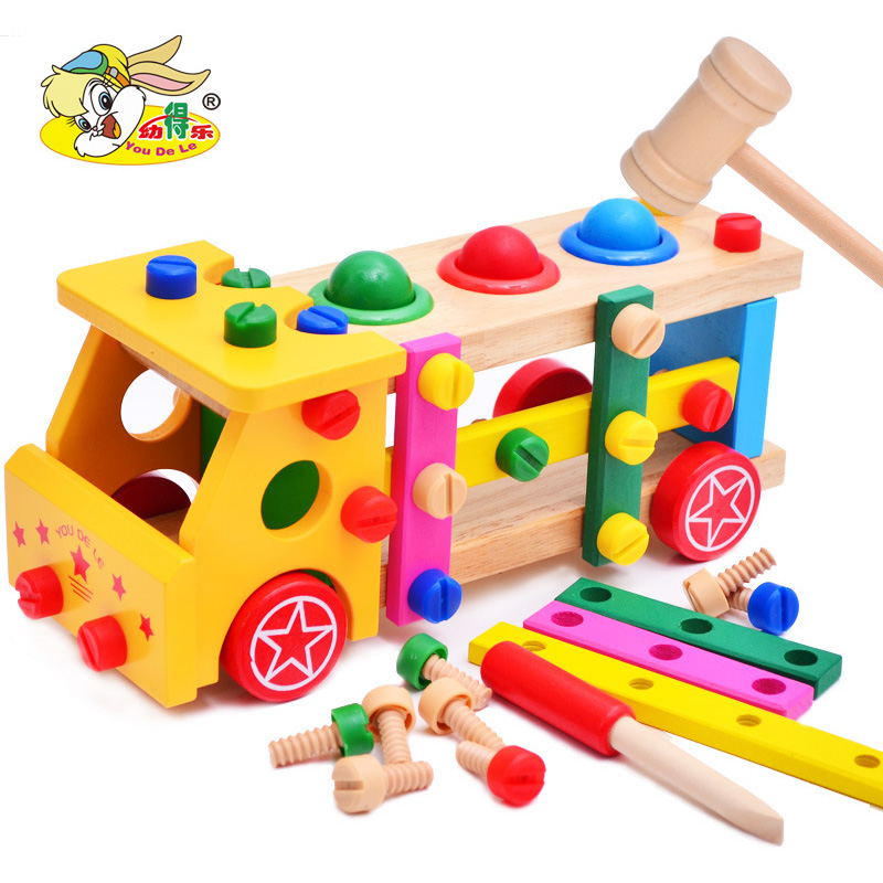 Baby Hands-on Dismantling Toy Male Girl Child Pres Intellect Early Teaching Parquet Building Blocks Knockout SCREW MOTHER COMBINATION CAR