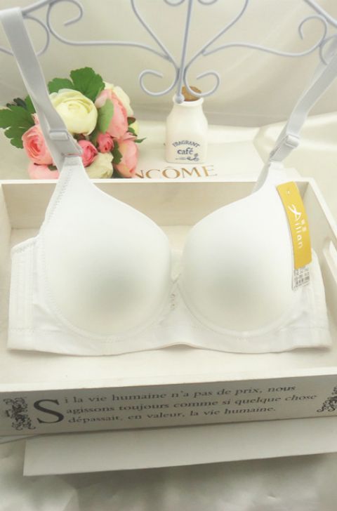 Màu trắng tinh khiết cỡ lớn MM béo đơn giản không có dấu vết thu thập áo ngực mỏng phần điều chỉnh mùa hè đồ lót quan lot nu
