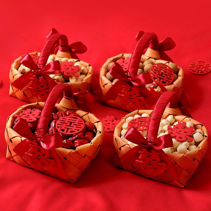 Premature Takako Four-piece Set Basket Mold Wedding Supplies Daquan Preparing for Marriage Arrangement Plate Pressing Bed Doll Small Ornament Wedding - Taobao