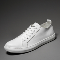 White shoes for men spring 2021 new versatile 45 Korean version 46 genuine leather casual white sneakers large size mens shoes 47