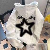 100% pure cotton American retro Chauchio Stars Printed Tandem Hat Necropolis Clothing Lady Autumn Winter Loose Casual Lazy Wind Jacket