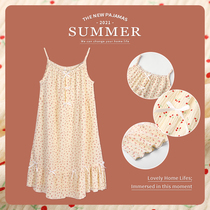 Night dress female summer pure cotton thin section 2021 new sling pajamas sweet and cute princess style dress spring and summer
