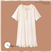 Night dress womens summer pure cotton thin short-sleeved 2021 new pajama skirt spring and summer sweet princess style can be worn outside