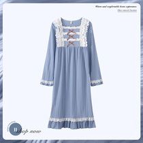 Night dress female spring and autumn pure cotton long cute princess style 2021 new pajamas long-sleeved autumn and winter home clothes spring