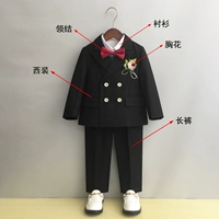 Черный комплект, костюм, рубашка, штаны, галстук-бабочка на лацкан, 3 предмета