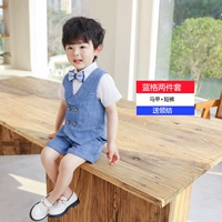 Синий цветной комплект, жилет, шорты, галстук-бабочка