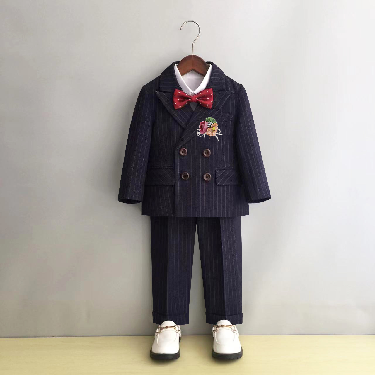 Boy suits suit Spring fall handsome English male baby boy's birthday banquet gown flower boy Western-style clothes-Taobao