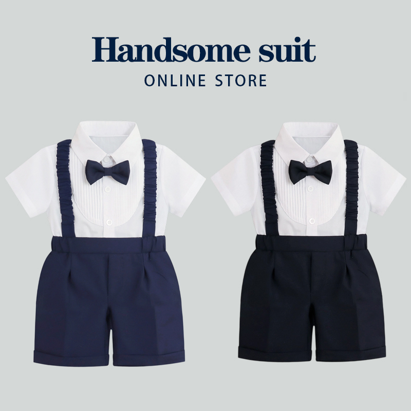 Baby Boy's One-Year-Old Formal Wear Summer Shorts Short-Sleeved British Style One-Year-Old Baby Birthday Outfit Boy's Suit