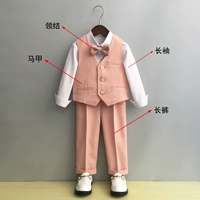 Розовый жилет, рубашка, штаны, галстук-бабочка