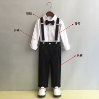 Черный комплект, рубашка, штаны, галстук-бабочка, подтяжки