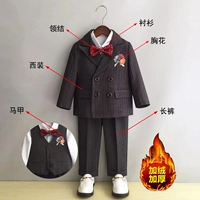 Флисовый комплект, костюм, жилет, рубашка, штаны, галстук-бабочка на лацкан, 4 предмета