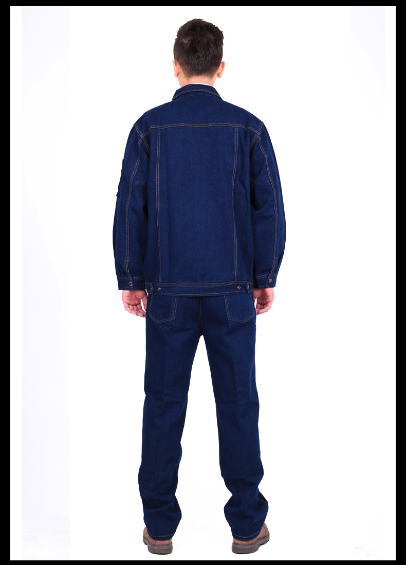 Tình yêu tưởng tượng cotton denim overalls set Điện hàn nam dài tay dây kéo tự động sửa chữa đồng phục đồ bộ nam cao tuổi
