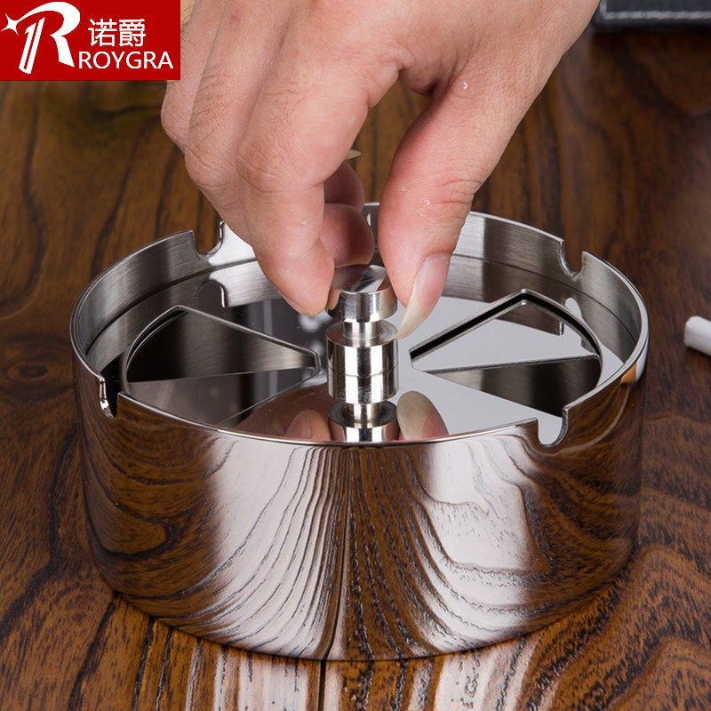 Rotary Clamshell Stainless Steel Fashion Tobacco Ashtray Windproof for Commercial Smoke Office Tea Table Tobacco Vat Big