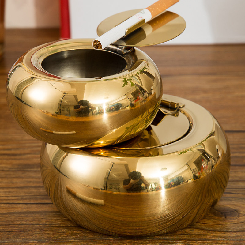 With cover ashtrays delicate stainless steel creative stylish smoke cylinder vehicular smoke-proof flying wind-proof living room ash-flush personality 
