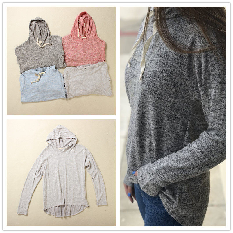 Foreign trade Europe and America original single K241 long sleeves slim fit loose even cap sports cardiovert hoodie big size women's clothing blouse