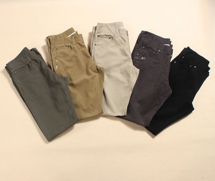 Foreign Trade Export Day Series Original Single Pure Cotton Shuttle Weave Casual Pants Straight Drum Trousers Long Pants Large Size Boutique Men's Pants Autumn Clothing