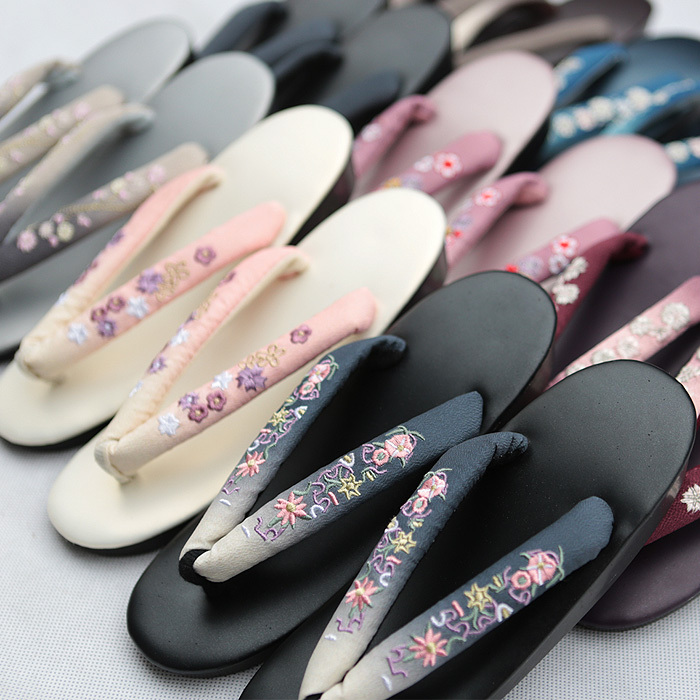 Jennifer Japanese Clogs Japanese Style Cos Kimono Straw Sandals Embroidered Gradient Straw Sandals Slippers Pu