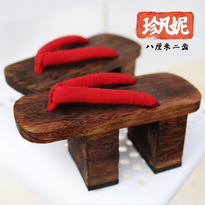 High-Heeled Japanese Women's Cosplay Wooden Clogs with Two Teeth, Chinese-Style Japanese Wooden Clogs for Women with Thick Soles
