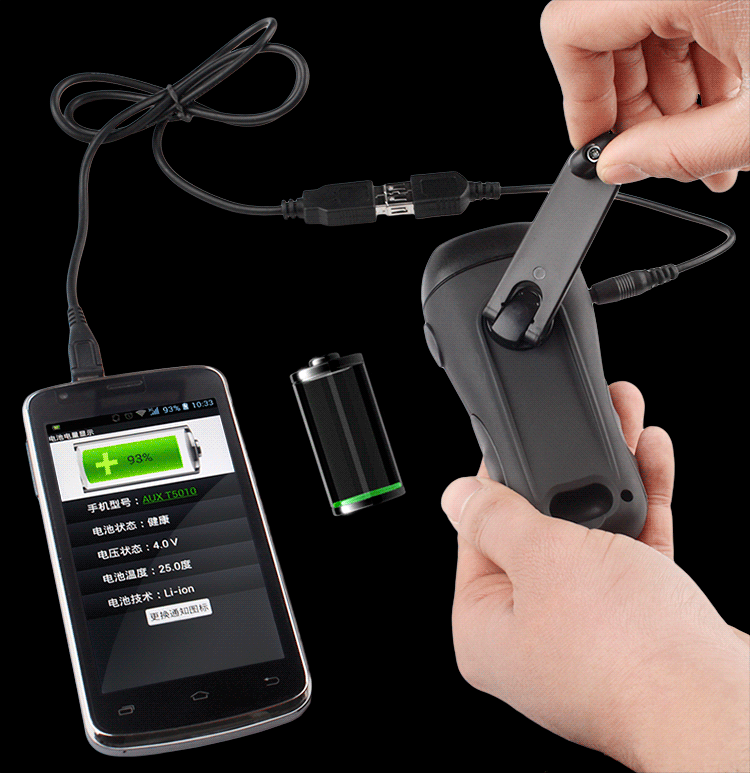 Năng lượng mặt trời + tay quay tay + điện thoại di động USB sạc điện thoại di động đèn pin đèn pin chống thiên tai