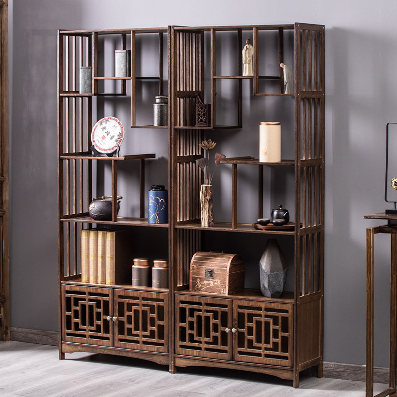 Bogu Rack Solid Wood New Chinese Style Multi-Treasure Cabinet Tea Swing cabinet Antique Display Case of Tea shelve Living room Bookshelf