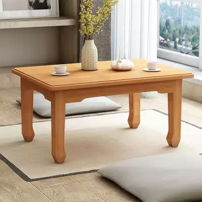 Kang table household bamboo solid wood tatami small table sitting ground Northeast rural dining low table bay window coffee table desk