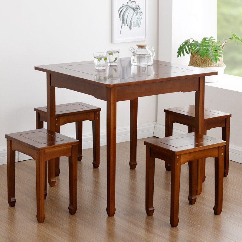 Dining table home square table square dining table Chinese style small apartment antique dining table modern minimalist table bamboo