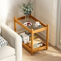 Light and luxurious living room sofa edge a few movable double layers Chinese square tea table Home brief tea table small family type corner a few