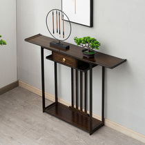 New Chinese offer for table Xuanguan Table Buddha shrine incense case modern minimalist Home leaning against wall Terra slim case shelf