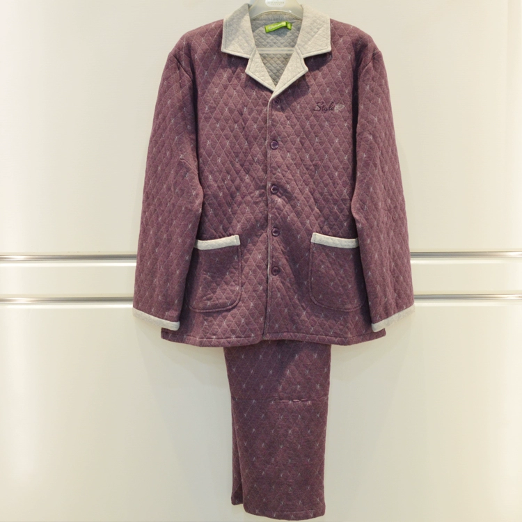 Đặc biệt cung cấp đồ ngủ mùa thu hươu mới mùa thu và mùa đông nam cotton ba lớp ấm cắt thời trang cashmere ấm áp dài tay áo ngủ nam dài tay