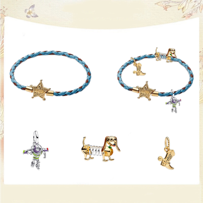 Toy Story Series Buzz Lightyear Spring Dog Pendant Braided Bracelet Set Simple Versatile Exquisite Gift