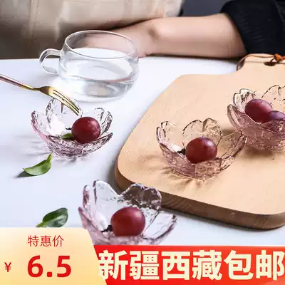Xinjiang Japanese hammered Cherry Blossom glass taste saucer saucer small saucer vinegar hot pot dipping saucer seasoning Bowl