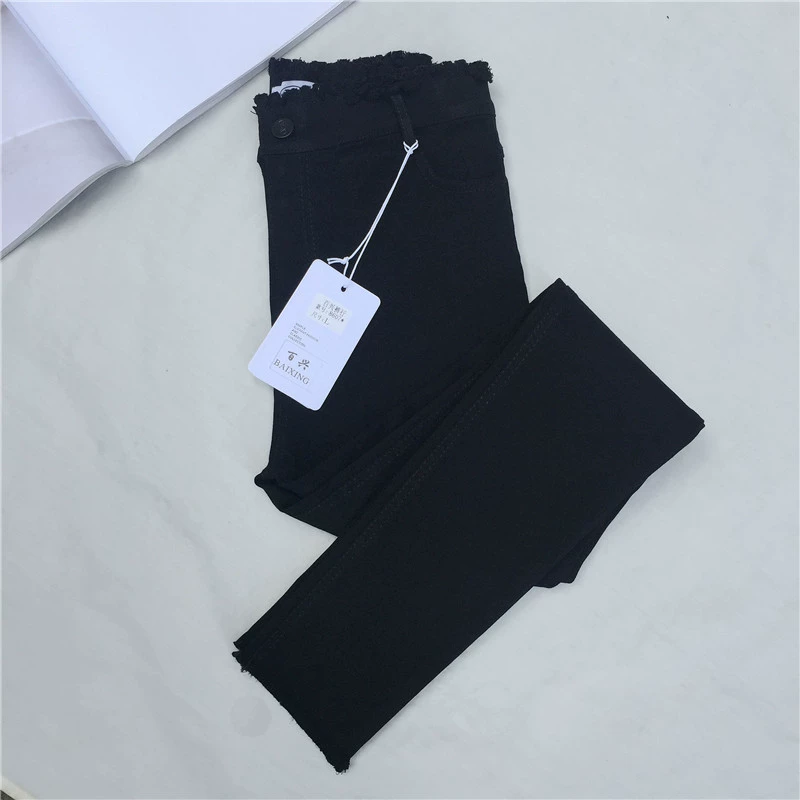 Mùa thu mặc quần legging nữ 2017 mùa thu đen bút chì thô quần Hàn Quốc phiên bản eo cao là quần lửng