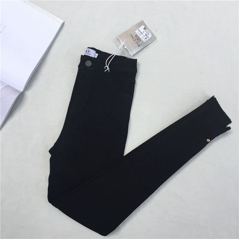 Baixing 2018 Mùa xuân và mùa thu Quần mới Bàn chân Tách chân Quần màu đen Mặc quần legging Quần dài cho nữ quần áo tập gym nữ