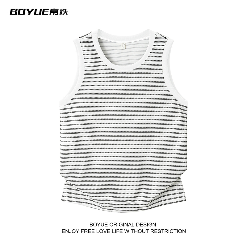 Boyue American Retro Striped Vest for Men and Women, Summer Round Neck Versatile Sleeveless Color-Blocking High-End Top Boyue American Retro Striped Vest for Men and Women, Summer Round Neck Versatile Sleeveless Color-Blocking High-End Top
