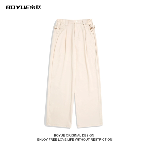 Брендовые демисезонные штаны для отдыха, высокая талия, свободный прямой крой, изысканный стиль