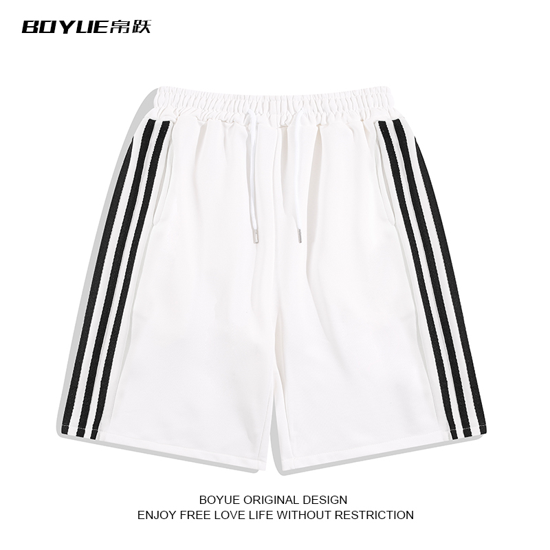 Boyue Korean Style Striped Sports Shorts for Men and Women, Five-Point High Street Pants, High-End Breathable Casual Pants for Summer