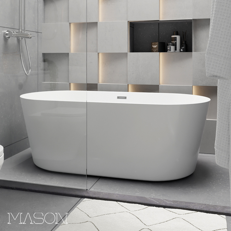 Meisheng Factory Direct Sales Acrylic Independent Bathtub Small Apartment Household Adult Popular Hotel Bed and Breakfast Bathtub