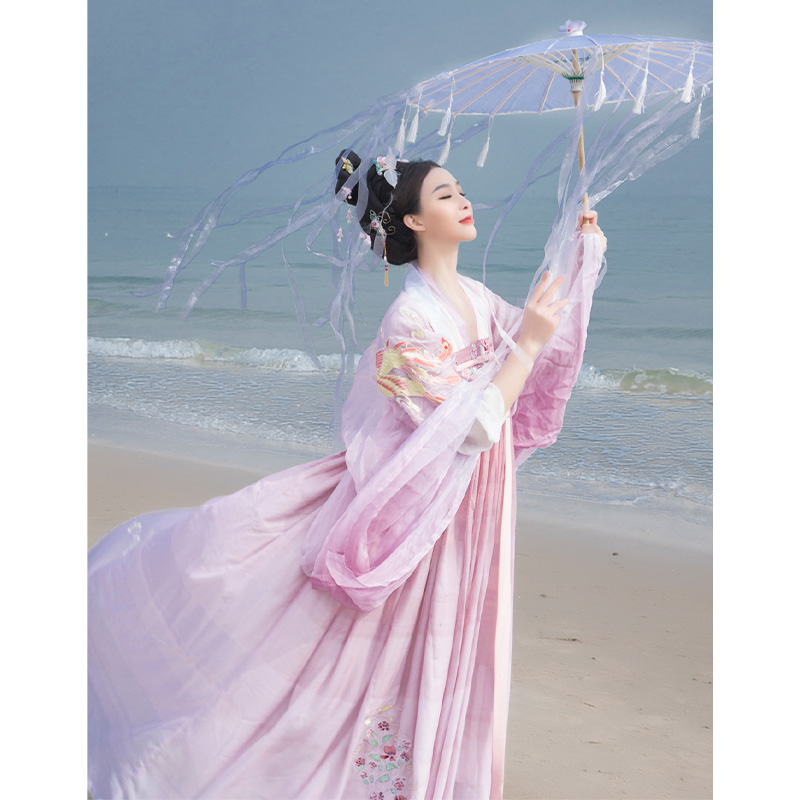 Five-five-five-year hanfu female phoenix original rework embroidered Qi waist Qi-chest jacket Skirt Large Sleeve Shirt Spot