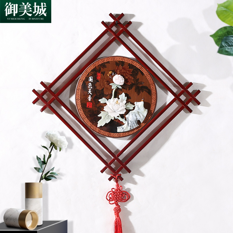 Yumei City jade carving decorative painting new Chinese-style living room porch dining room hanging painting relief painting sofa background wall painting