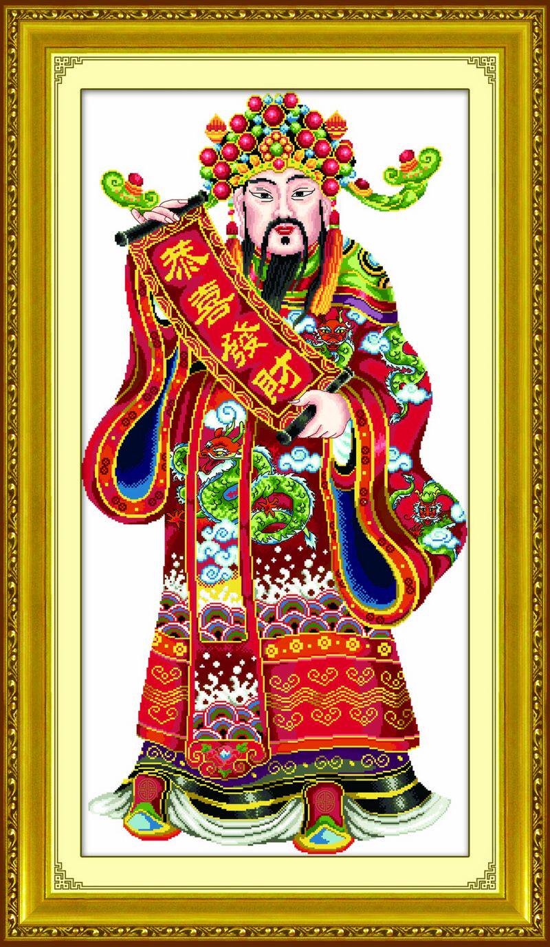 Precision printing cross-stitch the God of wealth The God of wealth The new simple martial God of wealth living room patch diamond full thorn embroidery 2020