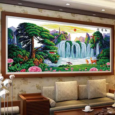 Printed cross-stitch eking song Fulu 2019 new living room line embroidery embroidery welcome pine landscape landscape painting