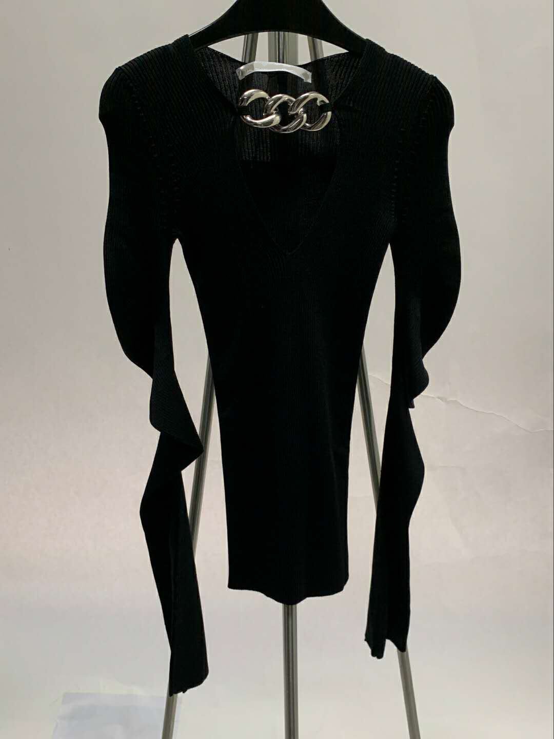aw king's family 2022 autumn and winter new self-cultivation personality all-match chain decoration long-sleeved sweater women's tide
