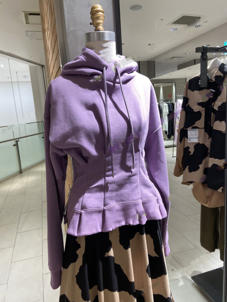 Niche design Spring/Summer 2022 new drawstring hooded long-sleeved top pullover pullover waist-cinching personality slim sweatshirt women's tide