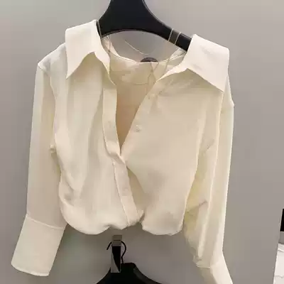 aw King home 2021 autumn new mesh stitching silk long sleeve pullover shirt top women tide